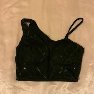 Two piece outfit. Black with black sequins. Size small